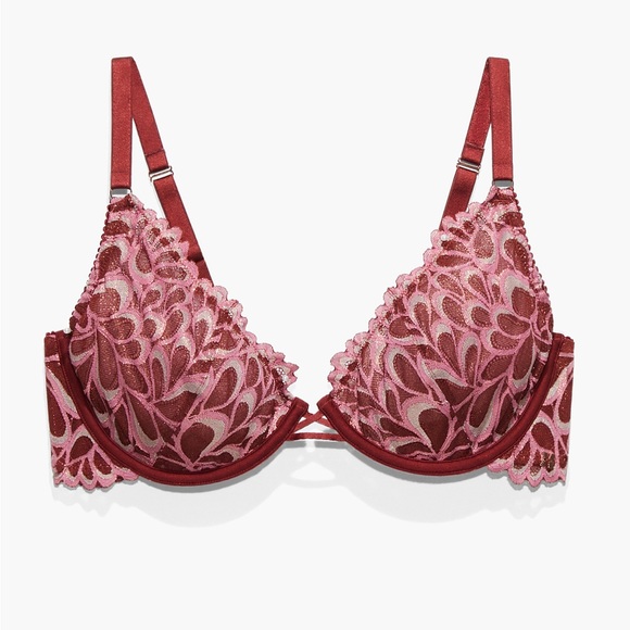 Savage X Fenty Sweet Jam Red Savage Not Sorry Ultra Lace Bra & Brazilian Panty - Picture 1 of 16